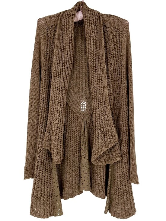 Anthropologie Sweaters - Anthropologie Brown Lace Trim Knit Cardigan Sweater S | Boho Grunge Fairycore